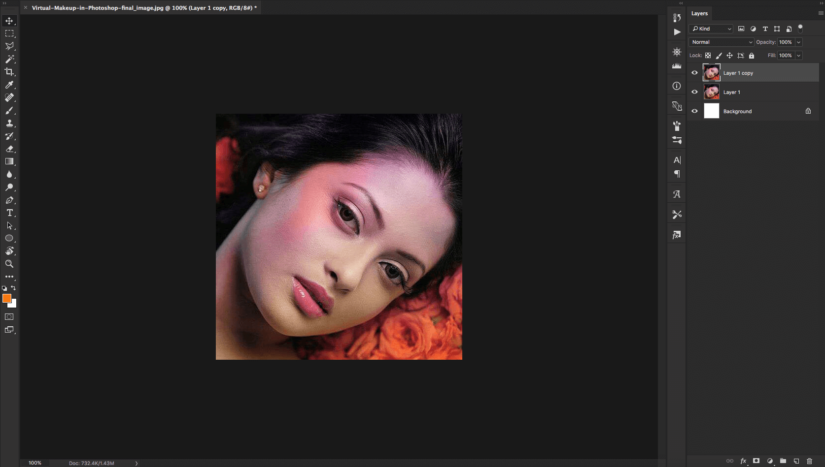 Step 1 Makeup in Photoshop