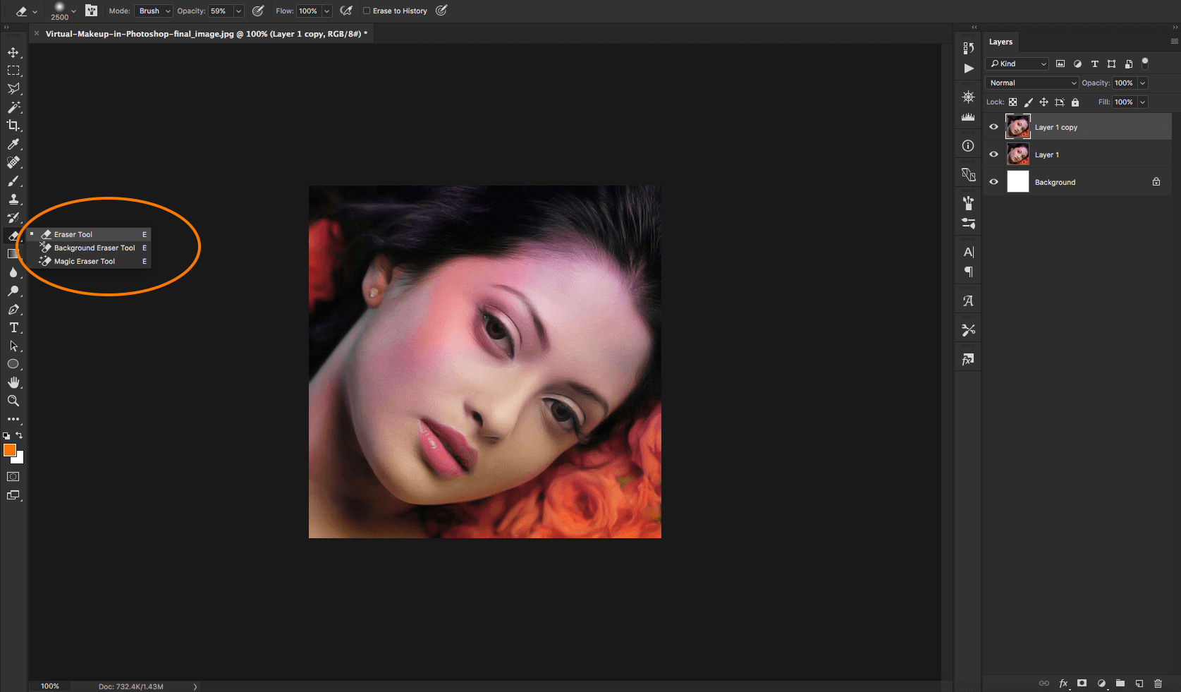 Step 4 Makeup in Photoshop