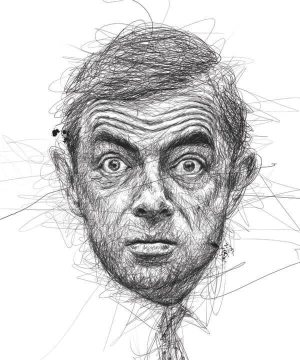 Mr-Bean Squiggles Faces Portraits