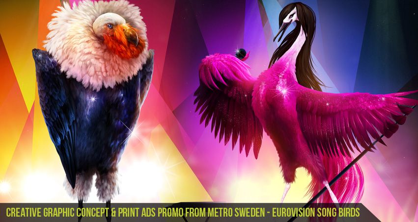 Creative-graphic-concept-&-Print-ads-promo-from-Metro-Sweden-Eurovision-Song-Birds-Cgfrog-Banner
