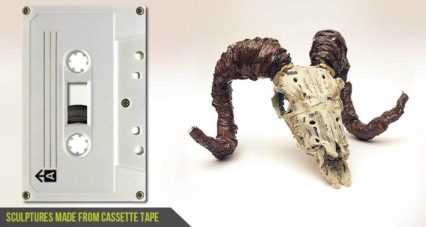 Sculptures-made-from-Cassette-Tape