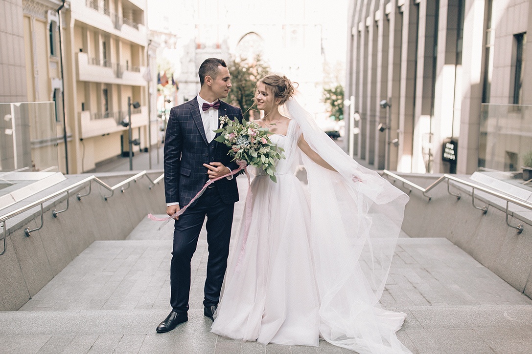 Couple Enjoying Wedding Photo Retouching Before