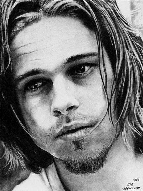 Brad Pitt Photorealistic Pencil Portraits