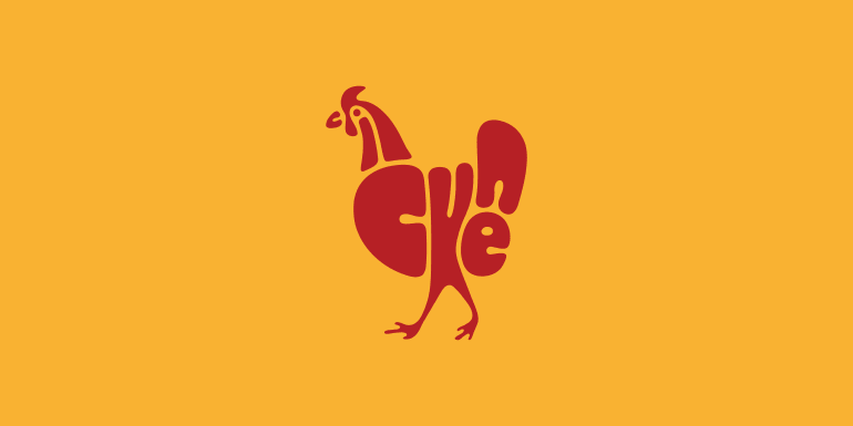 Typographic Animal Logos - Chicken word animals typography logo design