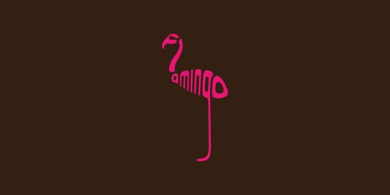 Typographic Animal Logos - Flamingo word animals typography logo design