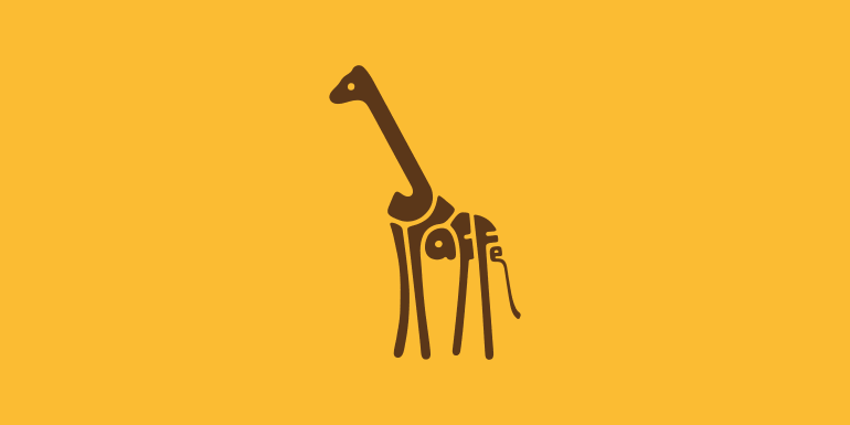 Typographic Animal Logos - Giraffe word animals typography logo design