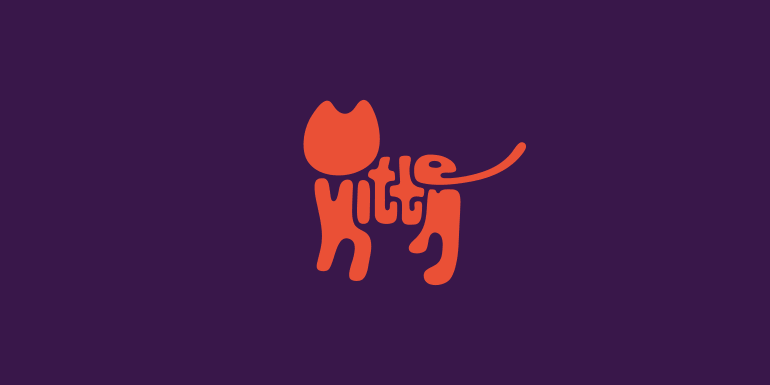 Typographic Animal Logos - Kitten word animals typography logo design