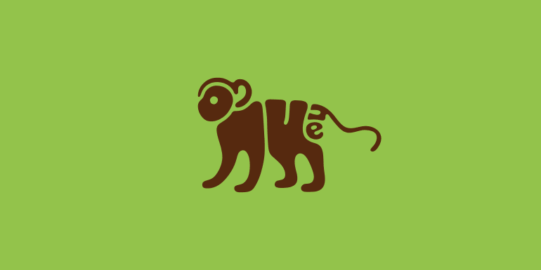 Typographic Animal Logos - Monkey word animals typography logo design