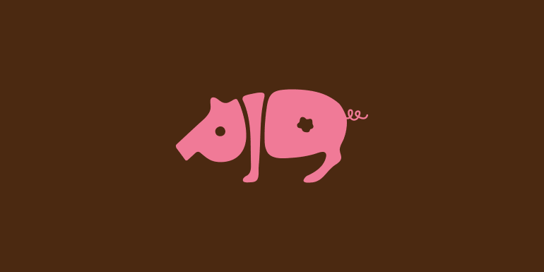 Typographic Animal Logos - Pig word animals typography logo design