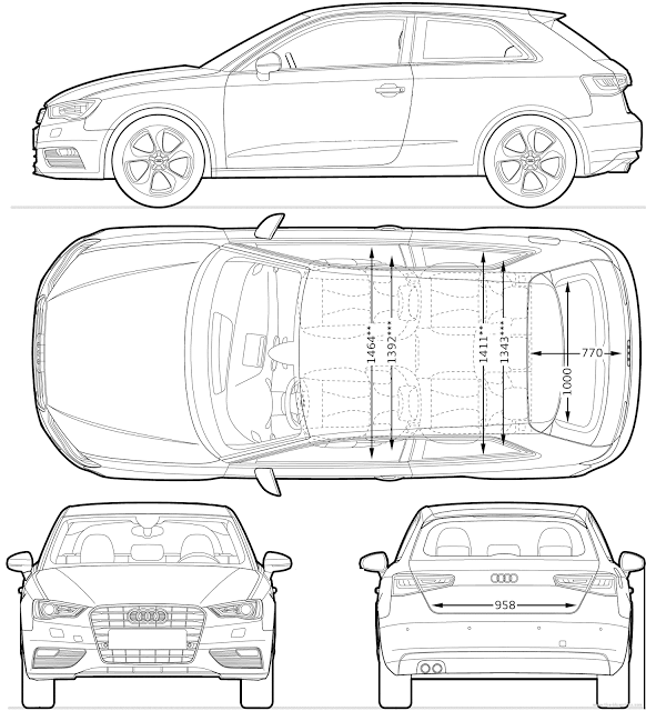 car blueprints for 3d modeling