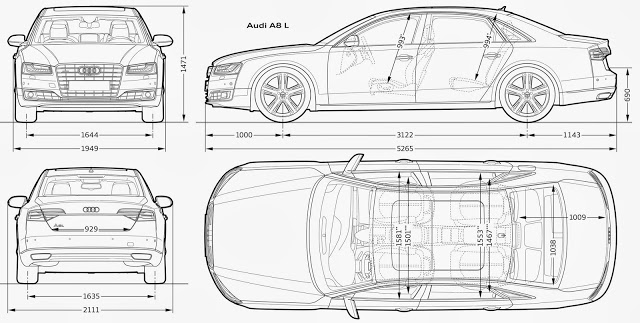 Download Car Blueprint of Audi-A8L