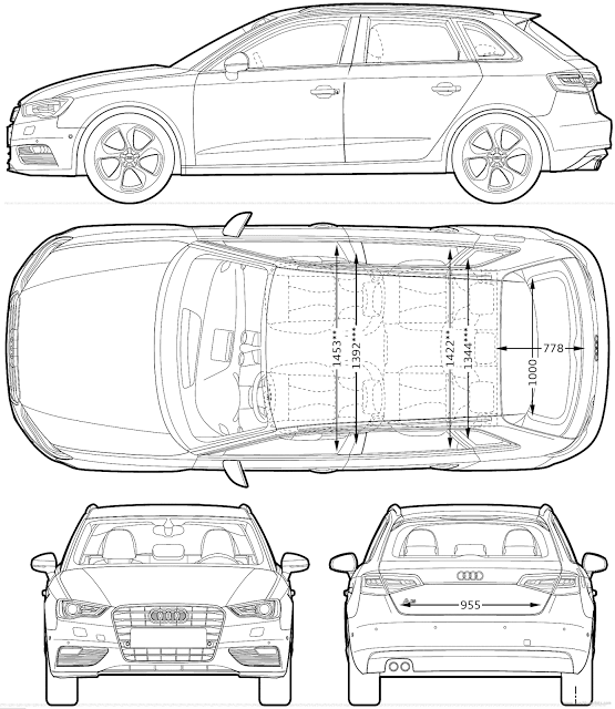 Download Car Blueprint of Audi-A3 Sportback