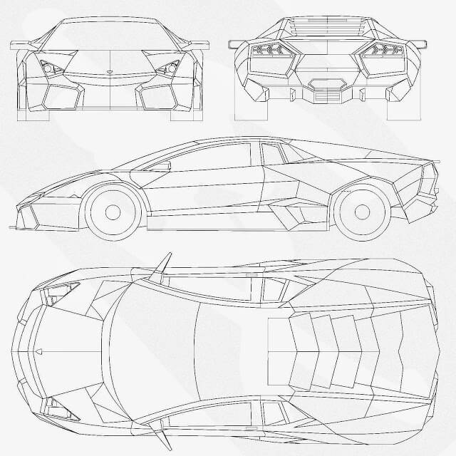 Download Car Blueprint of Lamborghini Reventon