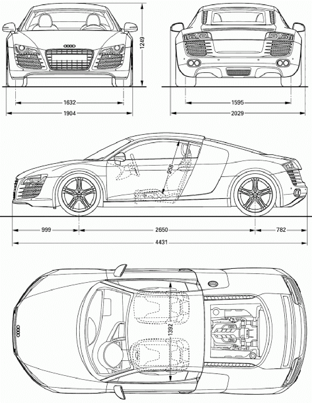 Download Car Blueprint of Audi-R8