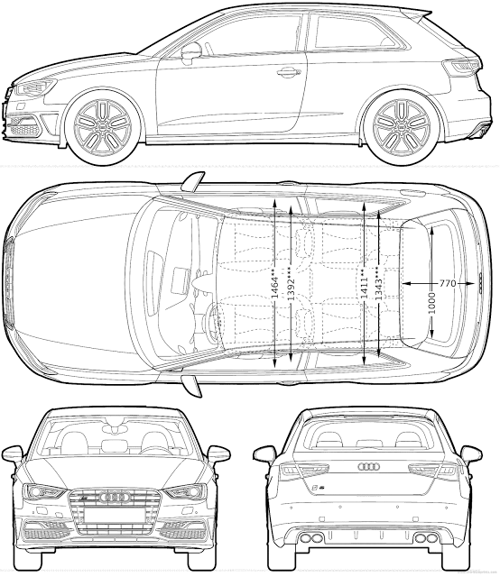 Download Car Blueprint of Audi-S3