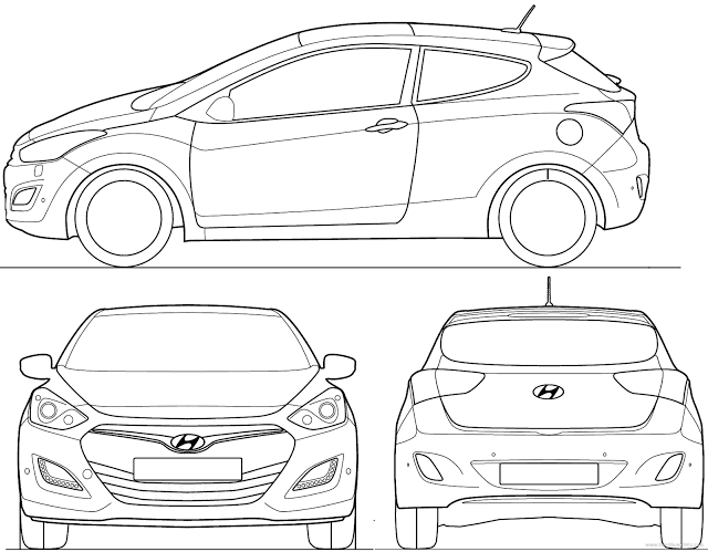 Download Car Blueprint of Hyundai i30 Coupe