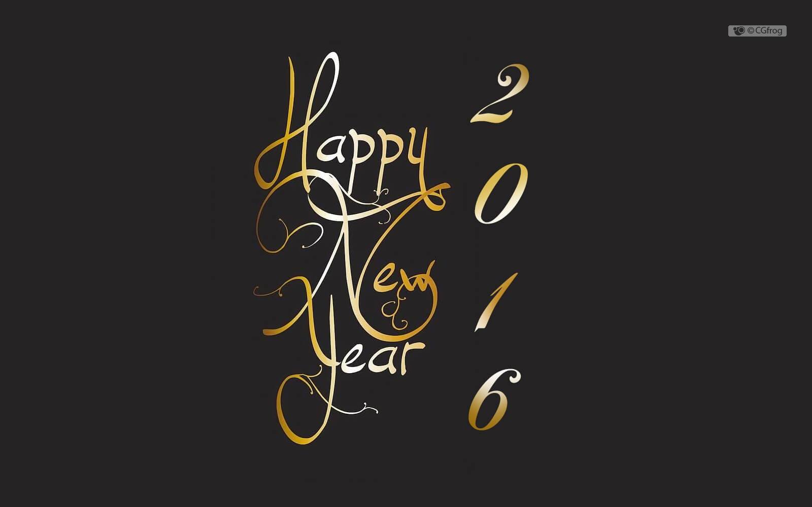 2016 Happy New Year Typography Graphic Design Wallpaper for computer