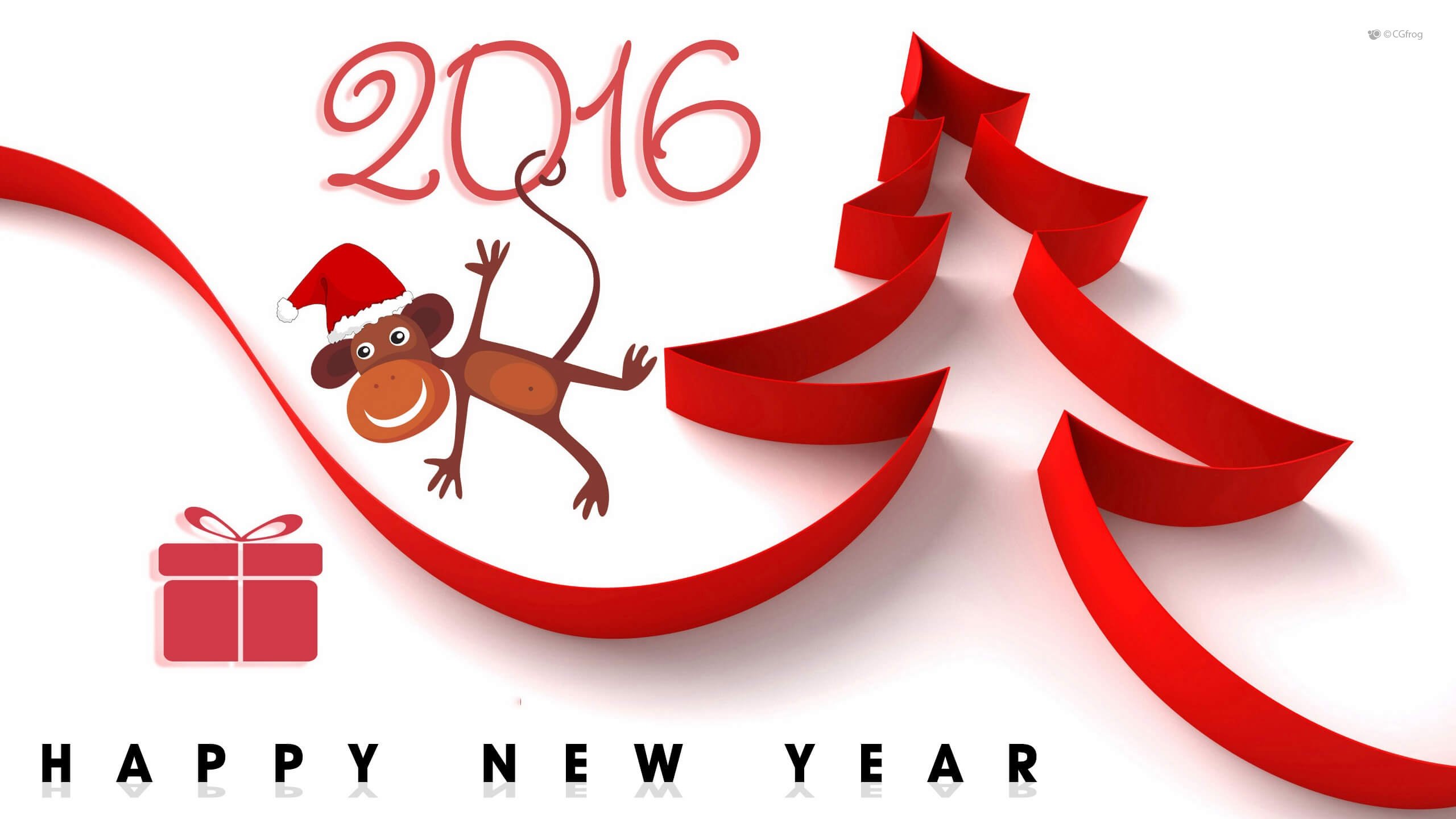 2016 Happy New Year and Christmas Typography Graphic Design Wallpaper for computer
