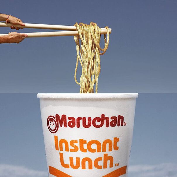rope on rods + a cup of instant lunch Noodles Mash by Stephen Mcmennamy