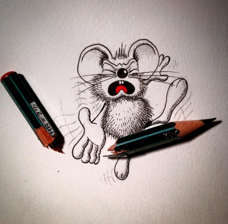 rikiki-mouse-want-tobe-part-of-real-life-with-breaked-pencil