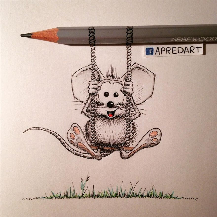 rikiki-mouse-want-tobe-part-of-real-life-with-pencil