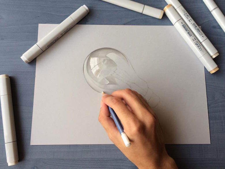 hyperrealistic-3d-art-drawings-sushant-rane-bulb-1