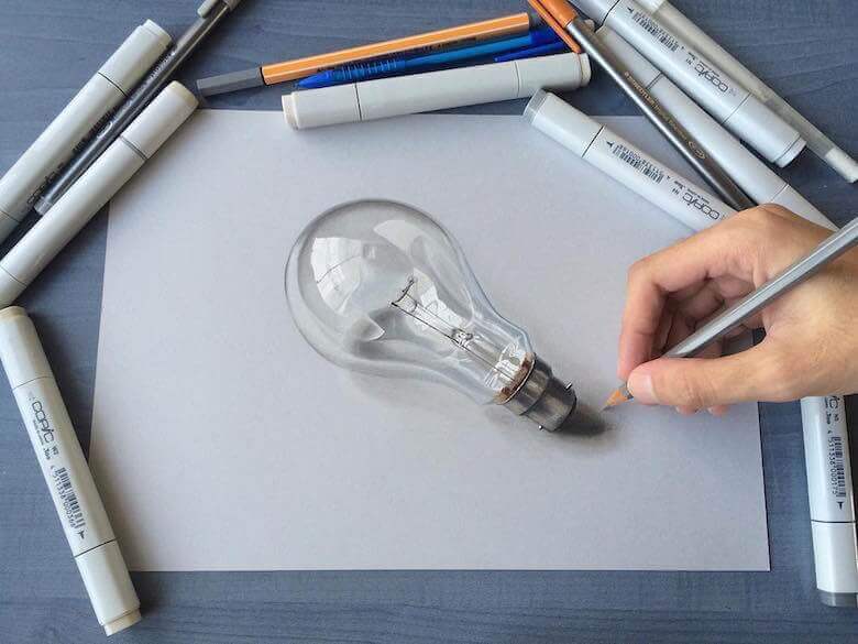 hyperrealistic-3d-art-drawings-sushant-rane-bulb-3