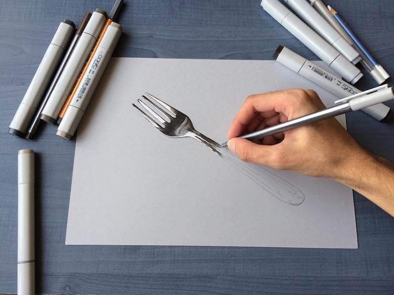 hyperrealistic-3d-art-drawings-sushant-rane-fork-1