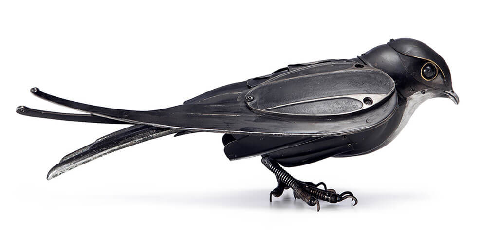 Black Swift Sculptures Made from Bicycle, Car and Motorcycle Parts