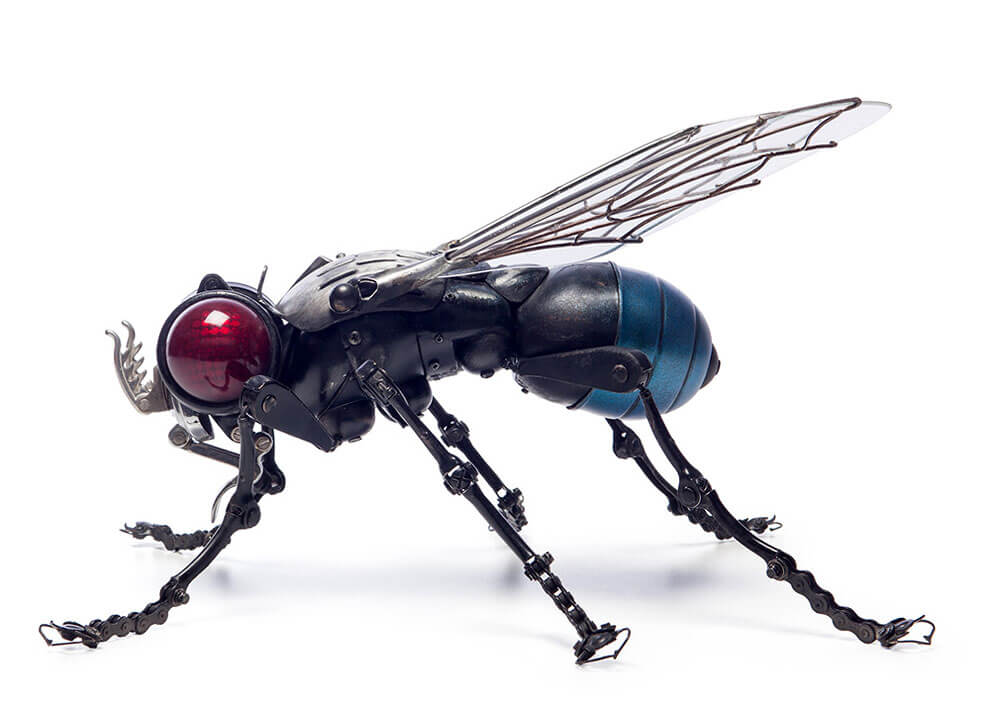 Fly Sculptures Made from Bicycle, Car and Motorcycle Parts