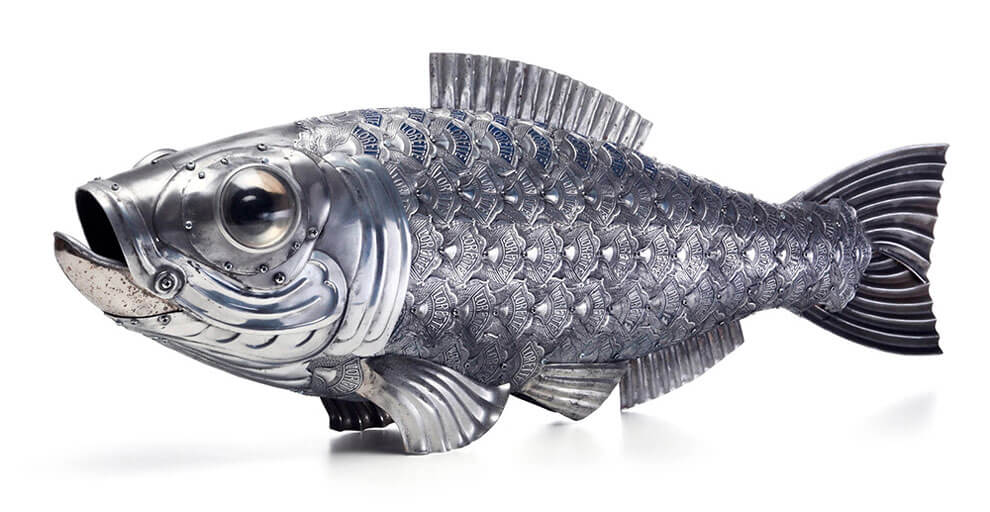 Sardine Sculptures Made from Bicycle, Car and Motorcycle Parts