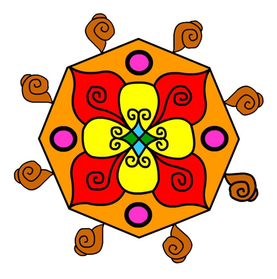 Shell and Flower Rangoli Design