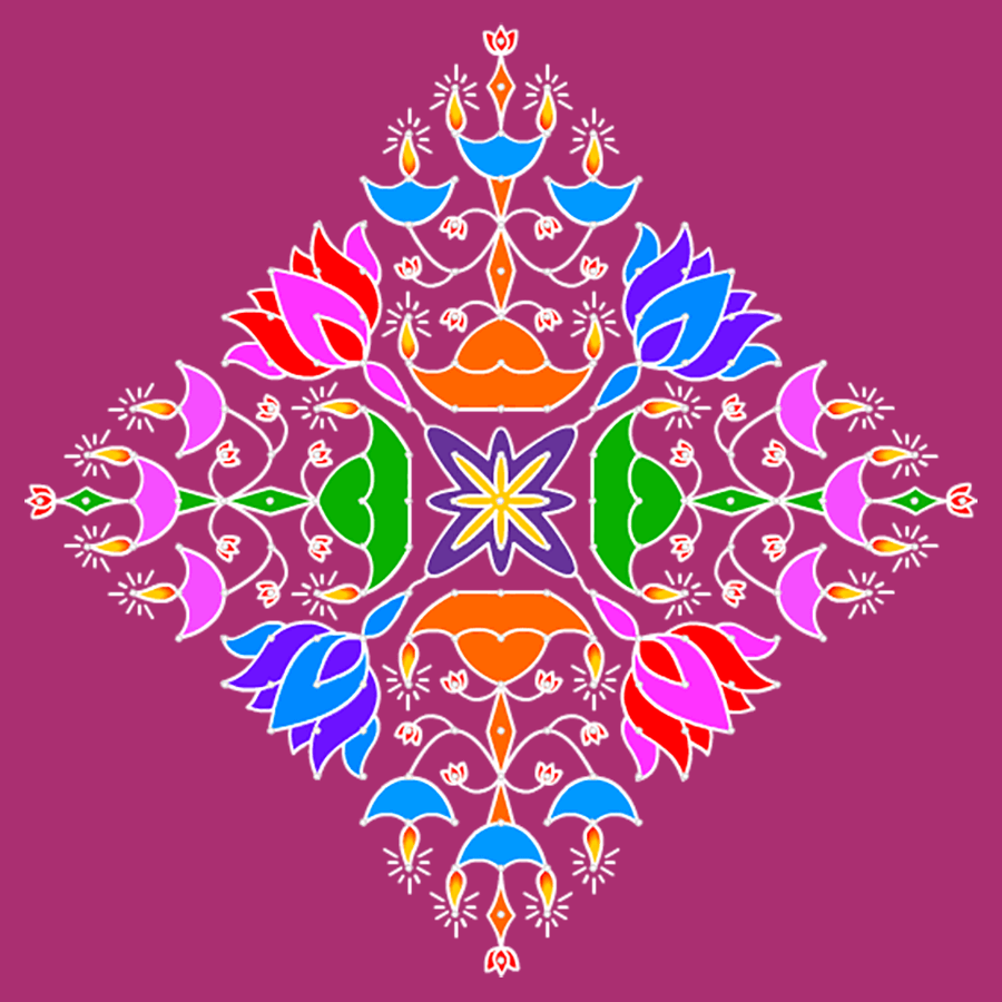 Best Lotus Colorful Rangoli Design