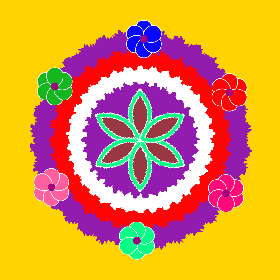 Easy Floral Rangoli Design