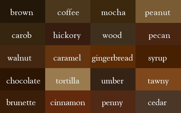 Color Thesaurus / Correct Names of Color Shades of Brown