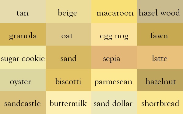 Color Thesaurus / Correct Names of Color Shades of Tan