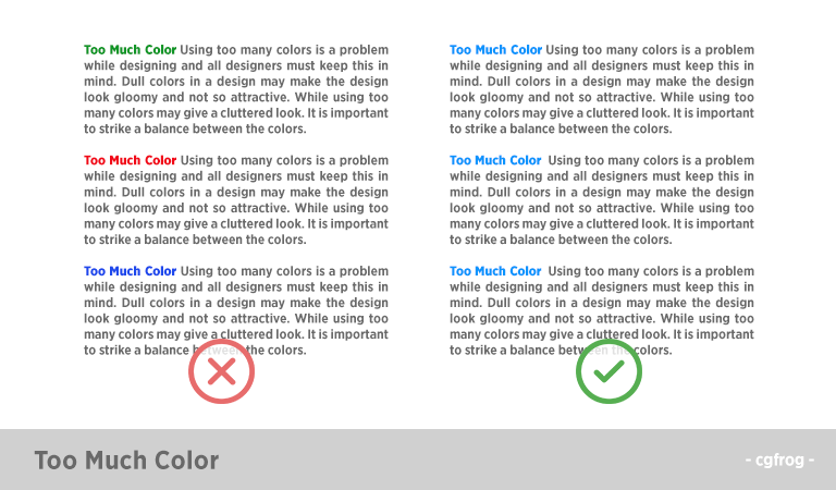 Demasiados hábitos de color de un mal diseñador gráfico
