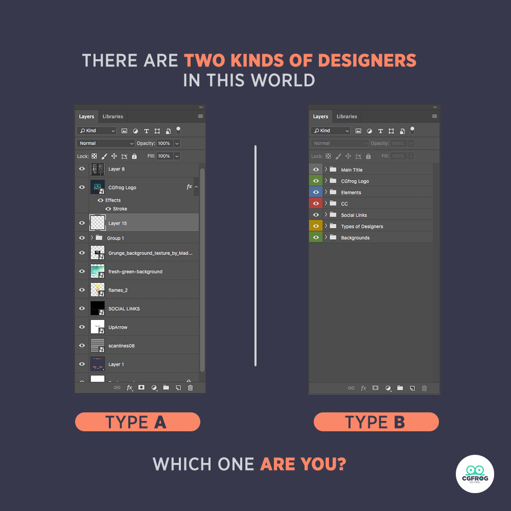 Types of Designers Photoshop Layer Arrangements