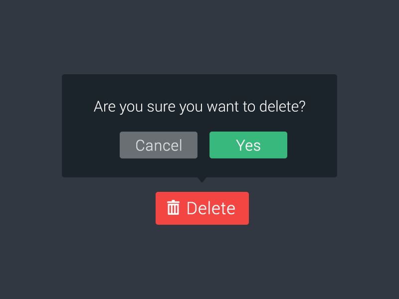 Example of Delete Button with Popup Confirmation