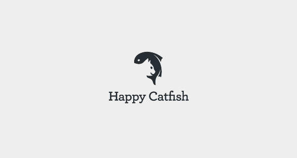 Best New Negative Space Logo Designs Happy CatFish Designer-Siahdesign